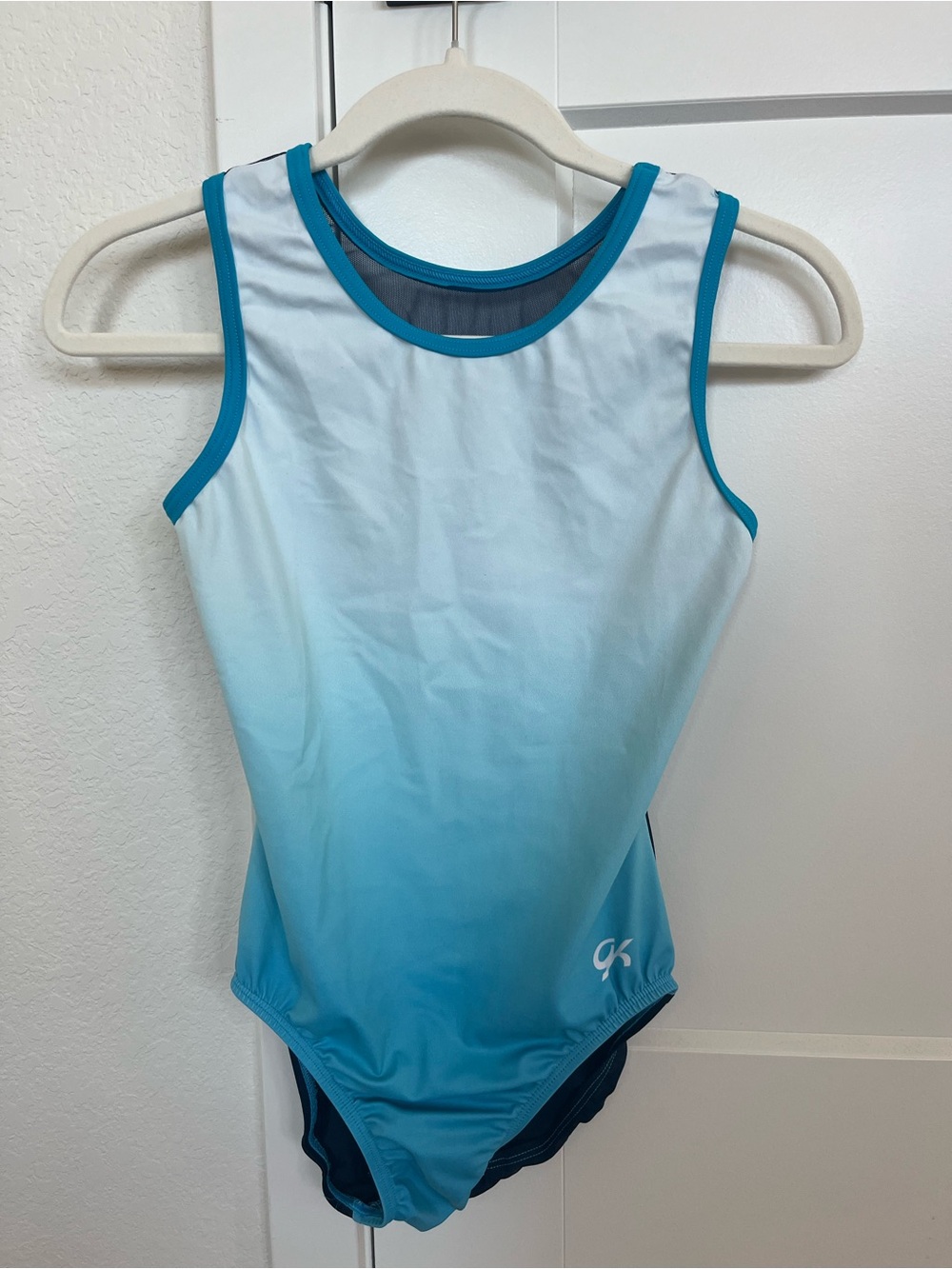 GK Women's Aqua Ombre One-Piece Swimsuit with Teal Trim